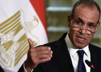 Egyptian Foreign Minister Badr Abdelatty speaks during a press conference with his Turkish counterpart Hakan Fidan, at Tahrir Palace in Cairo, Egypt, Monday, Aug. 5, 2024. (AP Photo/Tarek Wajeh)