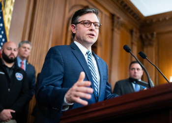 UNITED STATES - MAY 15: Speaker of the House Mike Johnson, R-La., conducts a news conference in the U.S. Capitol to recognize law enforcement as part of Police Week on Wednesday, May 15, 2024. (Tom Williams/CQ Roll Call)