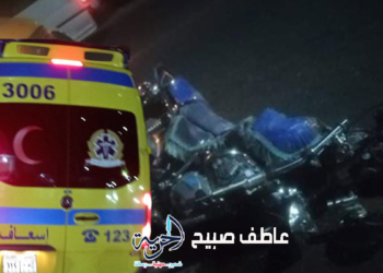 حادث تصادم ميكروباص بدراجة نارية في المنشأة
