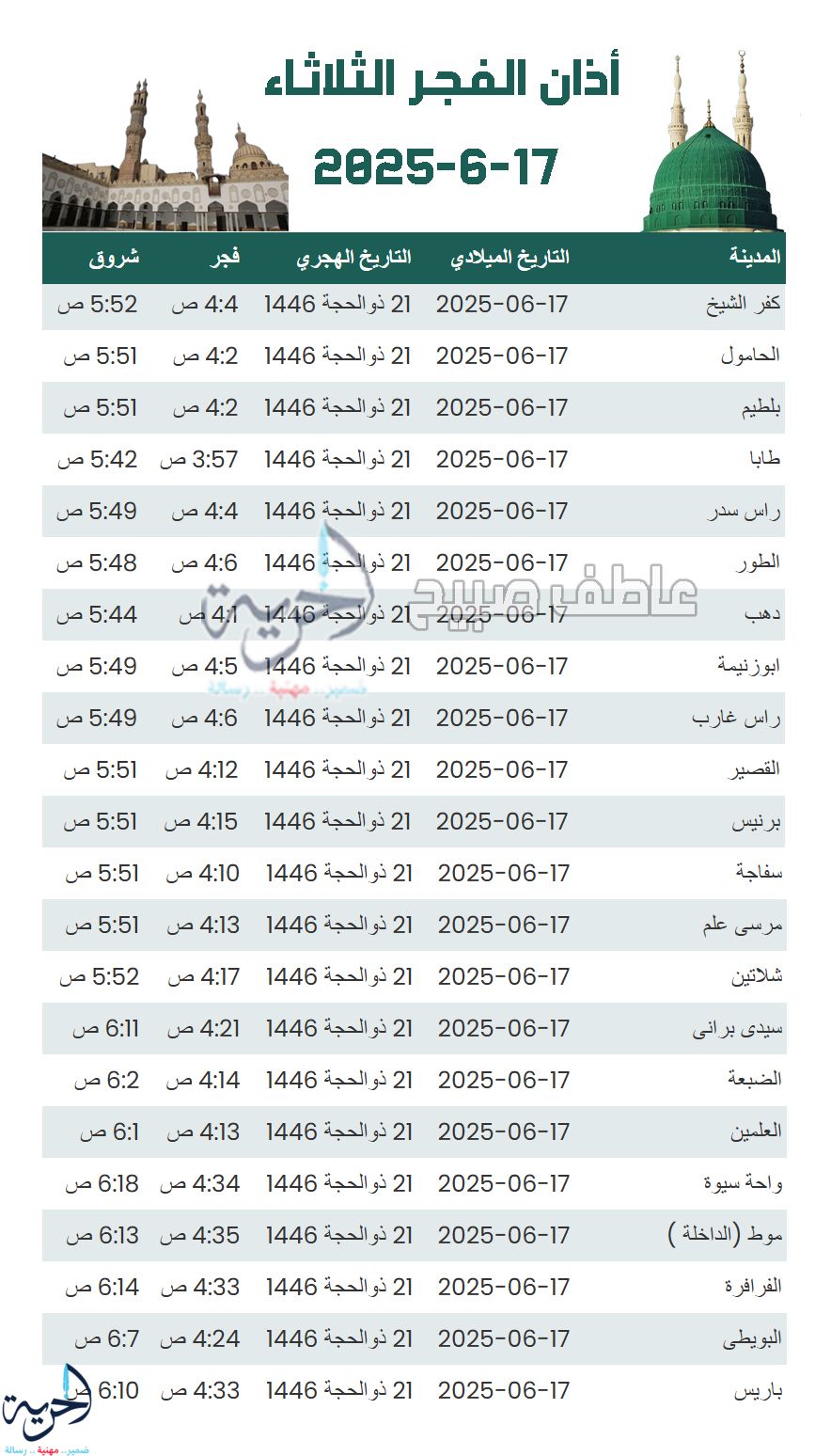 صلاة الفجر الثلاثاء