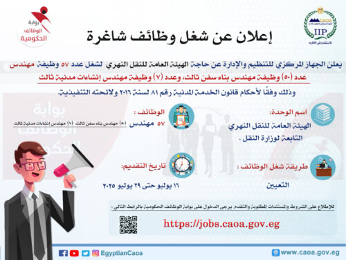تفاصيل الإعلان عن وظائف جديدة في النقل النهري 2025