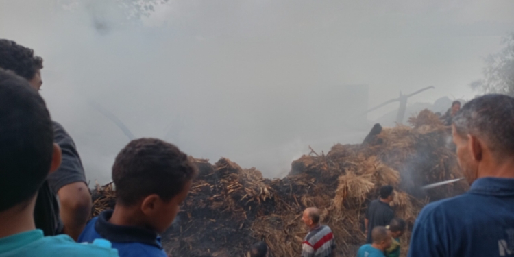 حريق حظيرة مواشي بدمياط