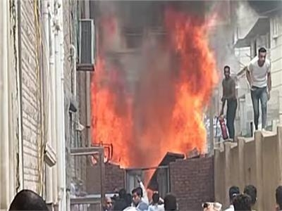 حريق مصنع أحذية في المرج