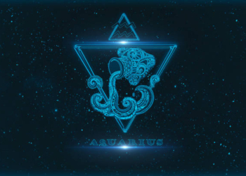 aquarius horoscope sign in twelve zodiac with galaxy stars background